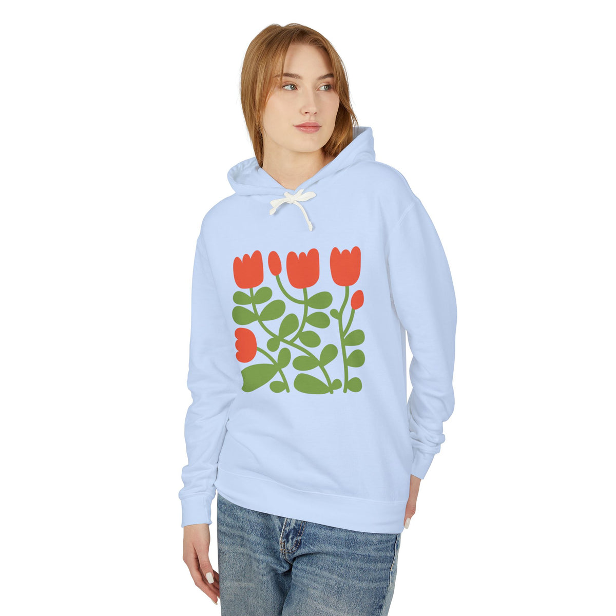 Floral Tulip Lightweight Women's Hooded Sweatshirt