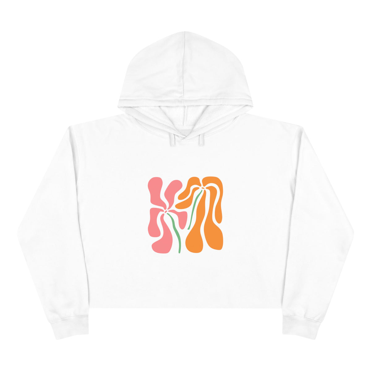 Groovy Pink & Orange Floral Crop Hoodie