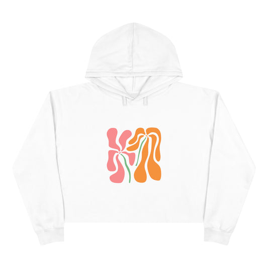 Groovy Pink & Orange Floral Crop Hoodie