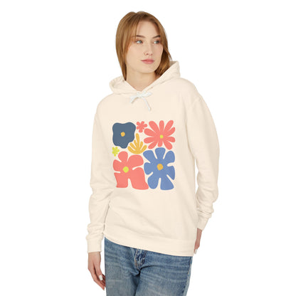 Colorful 70s Bloom Lightweight Women's Hooded Sweatshirt