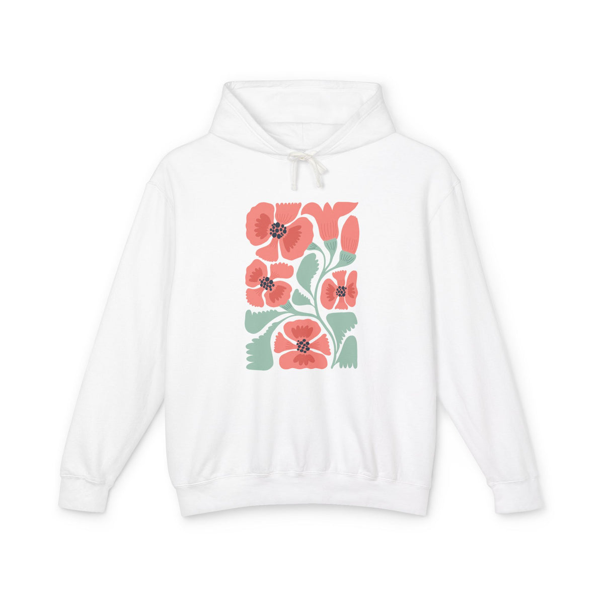 Floral Poppy Lightweight Women's Hooded Sweatshirt