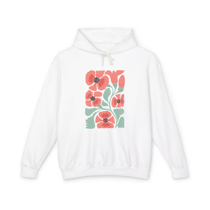 Floral Poppy Lightweight Women's Hooded Sweatshirt