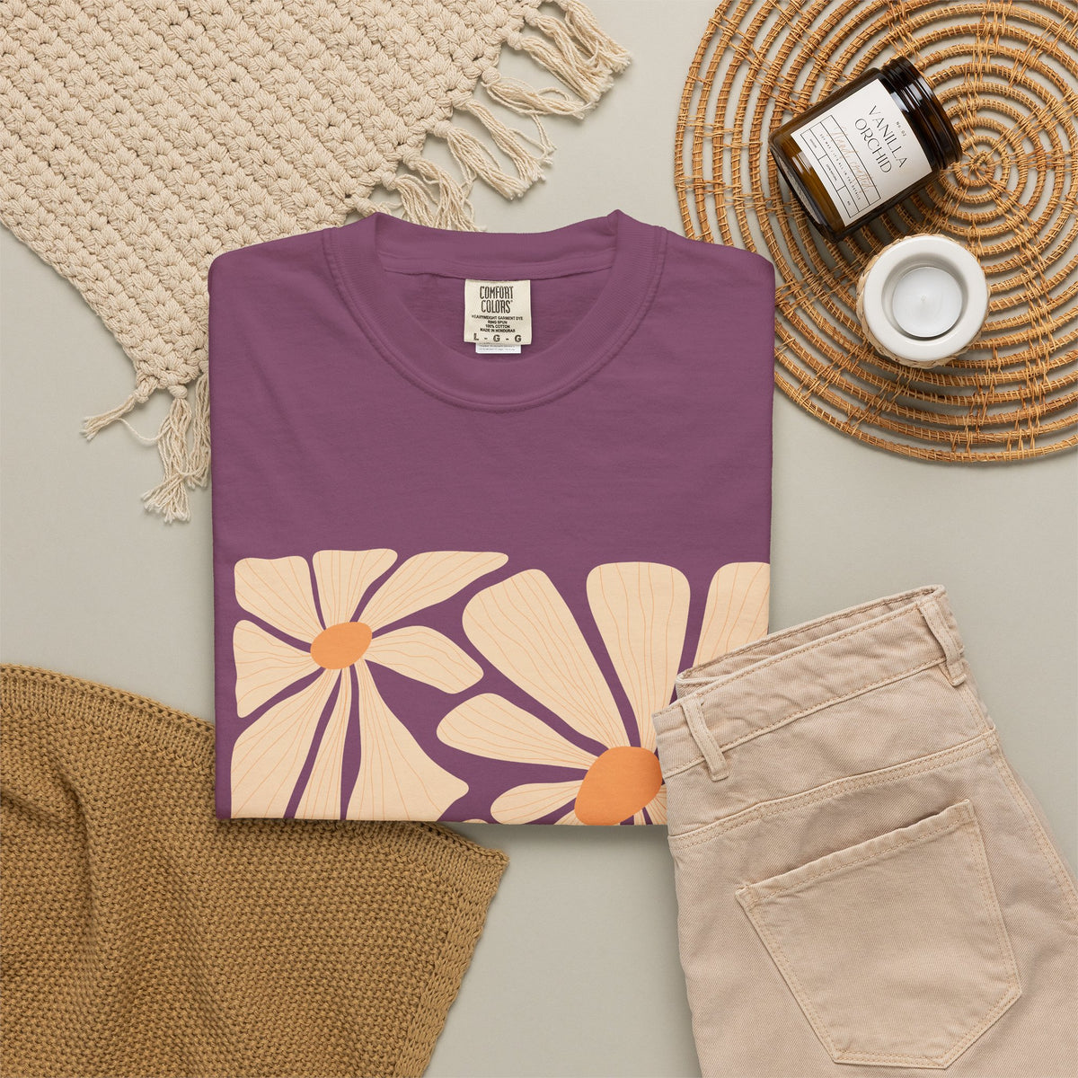 Daisy Square Garment-Dyed Women's T-Shirt