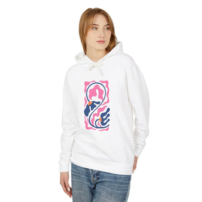 Pink Nautical Wave Graphic Lightweight Women's Hooded Sweatshirt