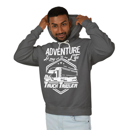 Adventure Is My Life Truck Trailer Lightweight Hooded Sweatshirt