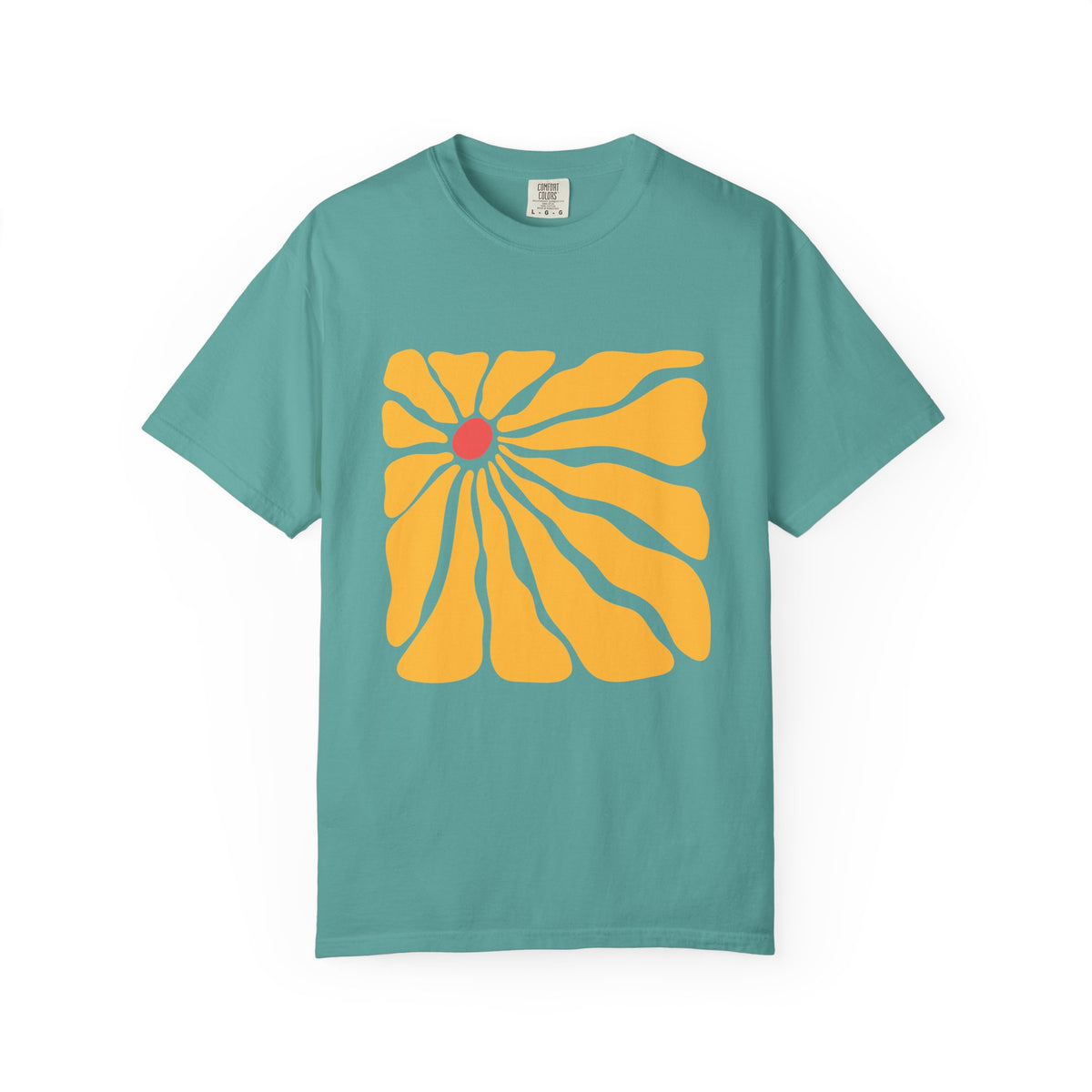 Minimal Yellow Floral Graphic Garment-Dyed Women's T-Shirt