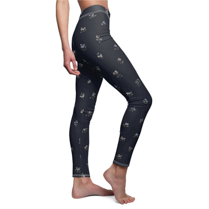 Navy Floral Women's Casual Leggings