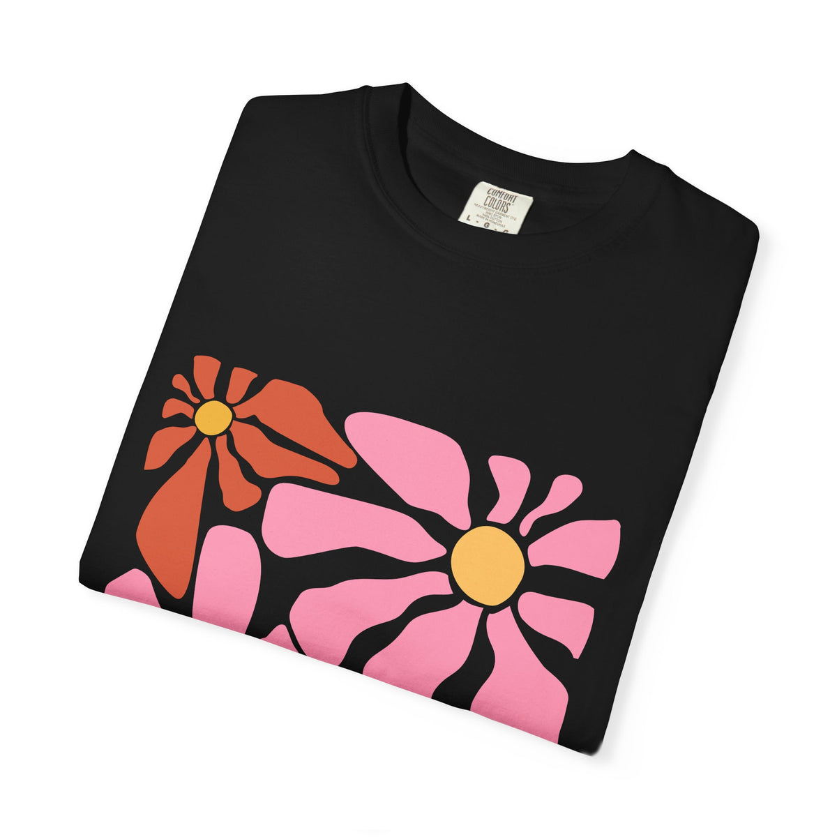 Retro Pink Daisy Graphic Garment-Dyed Women's T-Shirt