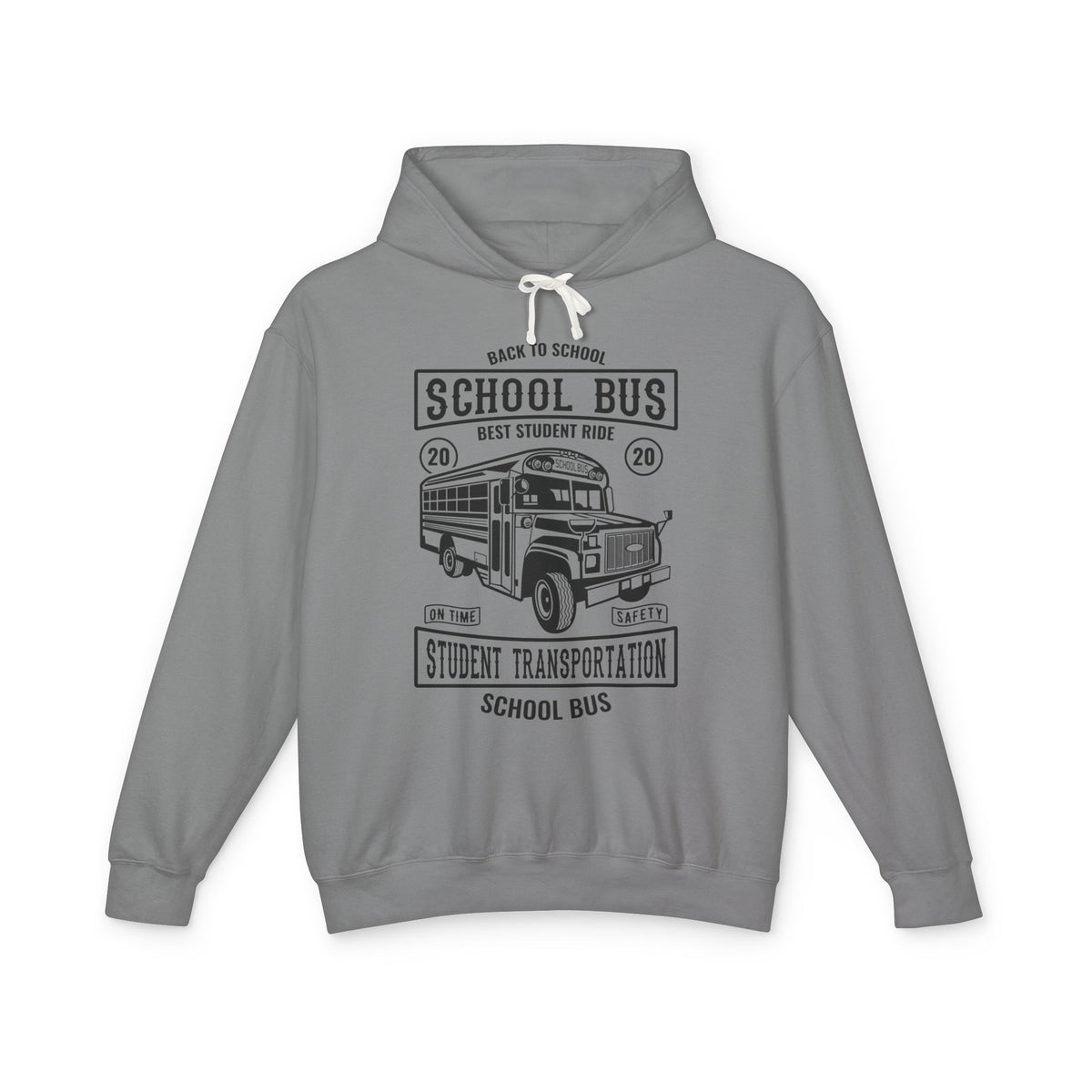 Back To School Bus Transportation Lightweight Hooded Sweatshirt