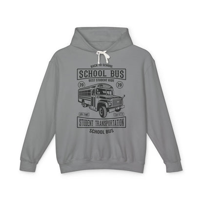 Back To School Bus Transportation Lightweight Hooded Sweatshirt