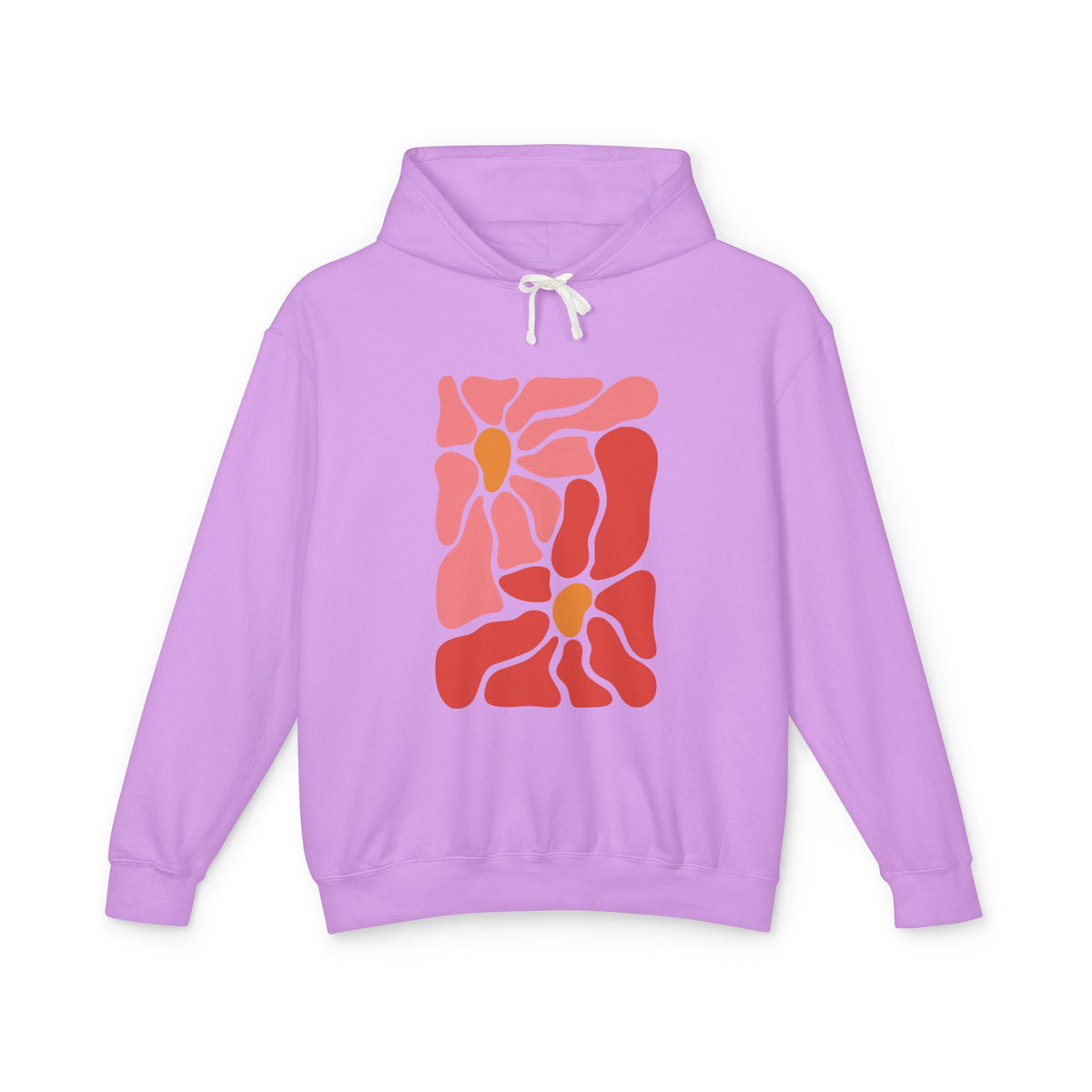 Pink Retro Flower Graphic Lightweight Women's Hooded Sweatshirt
