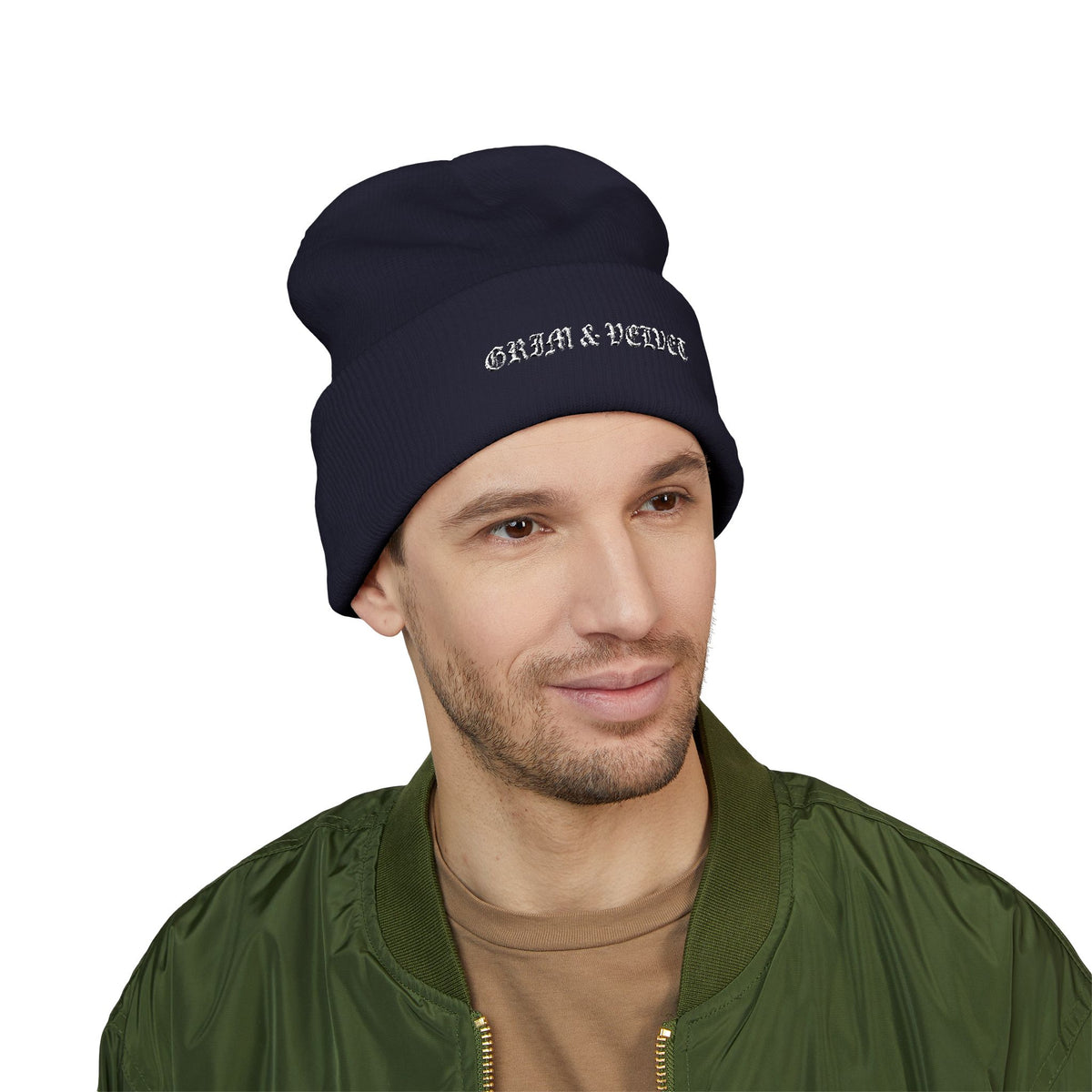 Grim & Velvet Heart Soul Embroidered Cuffed Beanie