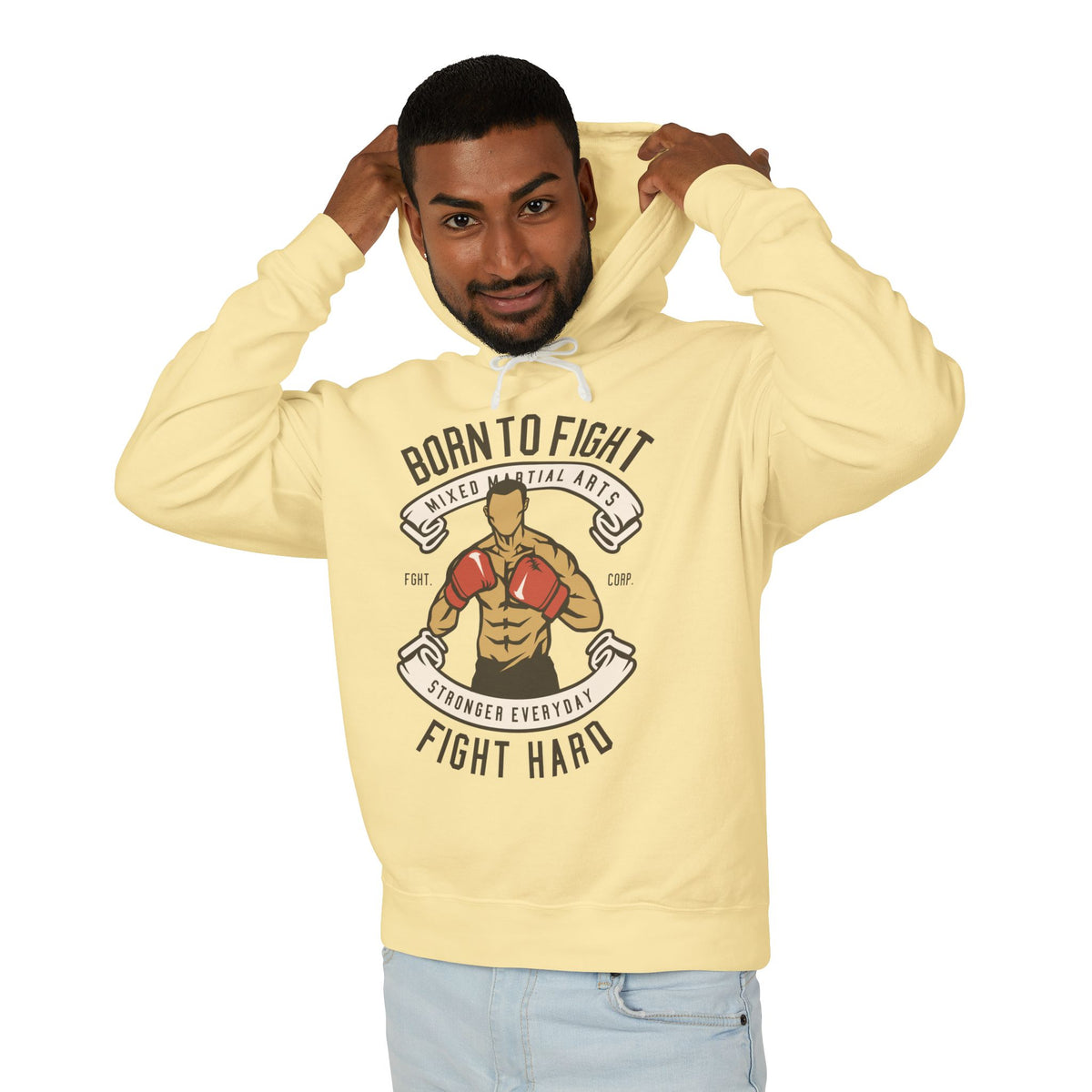 "Born to Fight" Lightweight Hooded Sweatshirt