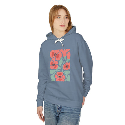 Floral Poppy Lightweight Women's Hooded Sweatshirt