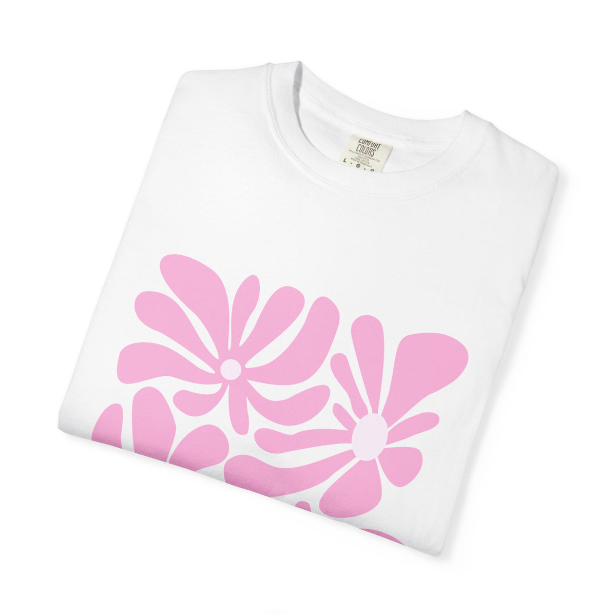 Pink Retro Floral Garment-Dyed Women's T-Shirt