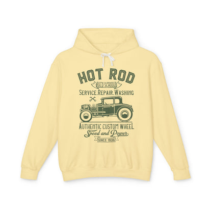 Hot Rod Old School Authentic Custom Wheel Lightweight Hooded Sweatshirt