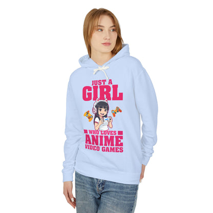 "Just A Girl Who Loves Anime & Video Games" Lightweight Women's Hooded Sweatshirt
