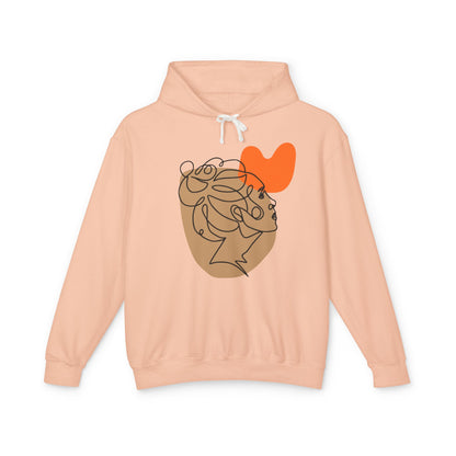 Abstract Heart Line Art Lightweight Women's Hooded Sweatshirt