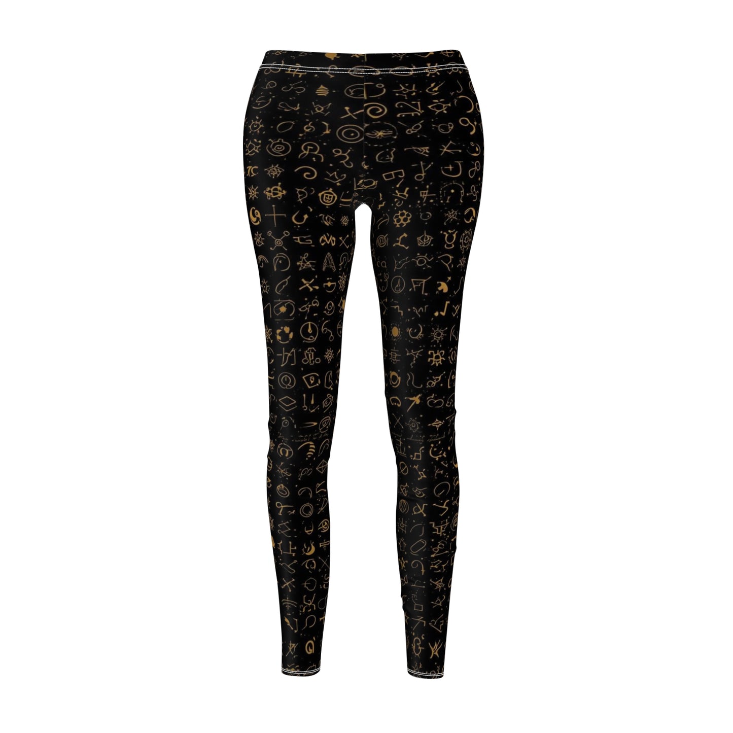 Black & Gold Mystic Symbols Women's Casual Leggings
