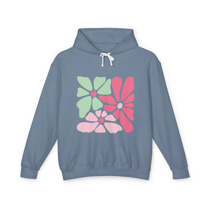 Floral Retro Block Print Lightweight Women's Hooded Sweatshirt