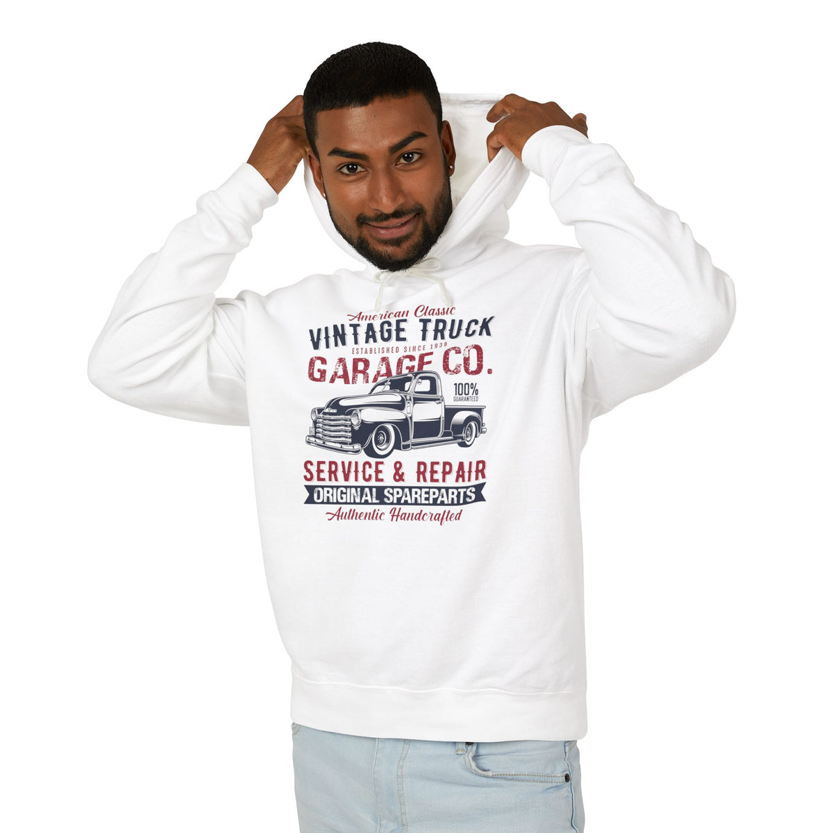 American Classic Vintage Truck Garage Co. Service And Repair Lightweight Hooded Sweatshirt