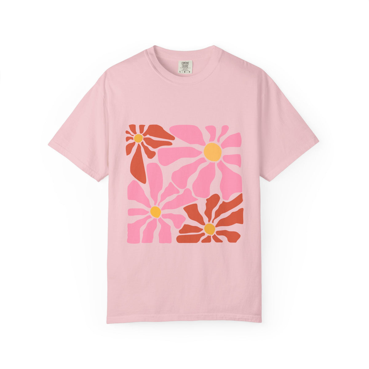 Retro Pink Daisy Graphic Garment-Dyed Women's T-Shirt