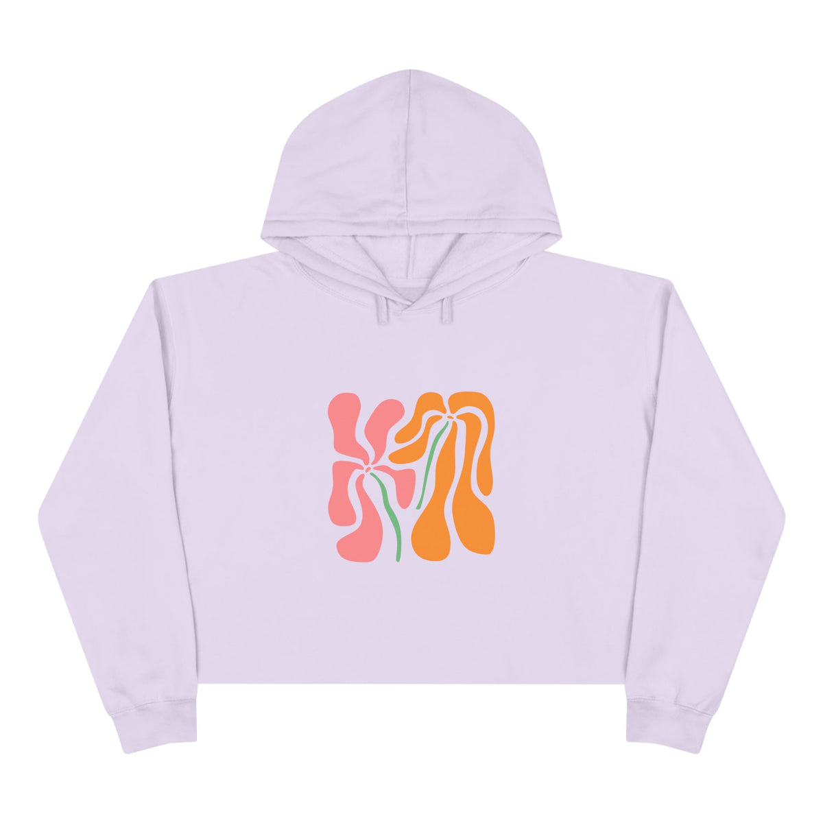 Groovy Pink & Orange Floral Crop Hoodie