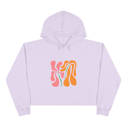 Groovy Pink & Orange Floral Crop Hoodie