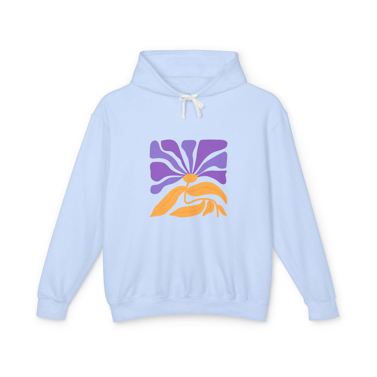 Retro Purple & Orange Sunburst Lightweight Women's Hooded Sweatshirt