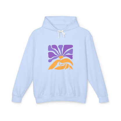 Retro Purple & Orange Sunburst Lightweight Women's Hooded Sweatshirt