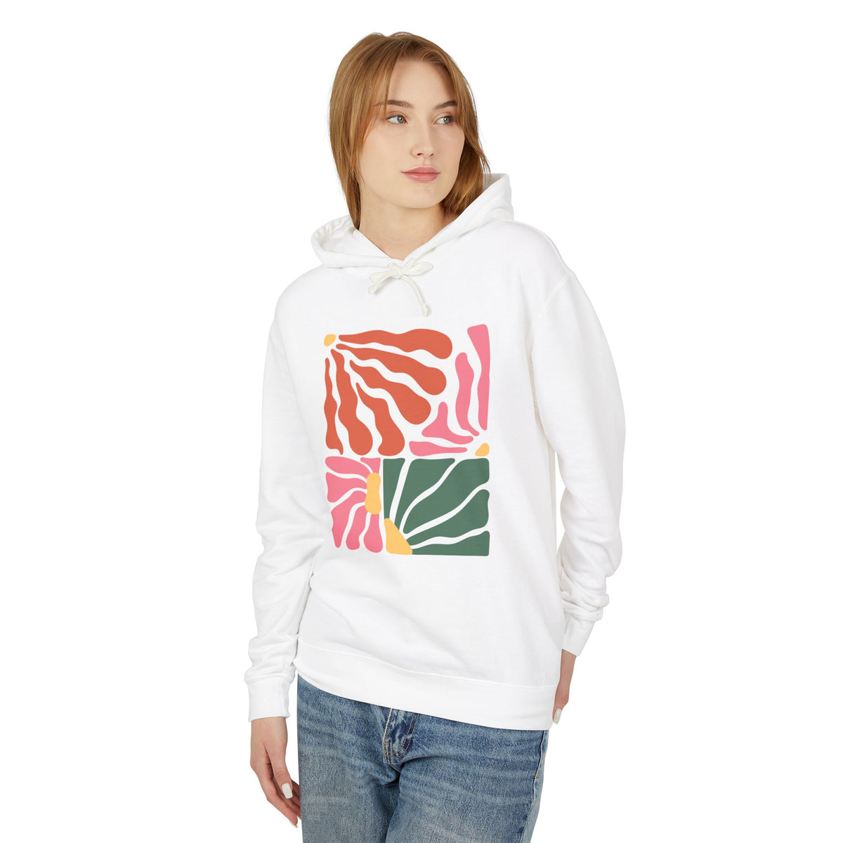 Abstract Geometric Color Block Lightweight Women's Hooded Sweatshirt