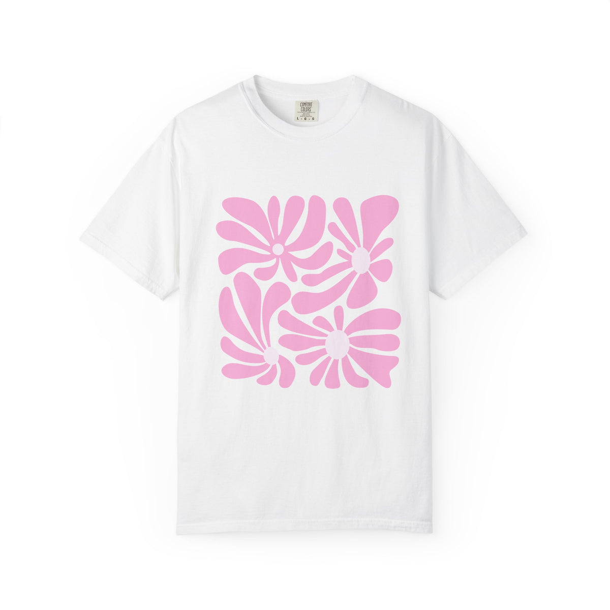 Pink Retro Floral Garment-Dyed Women's T-Shirt