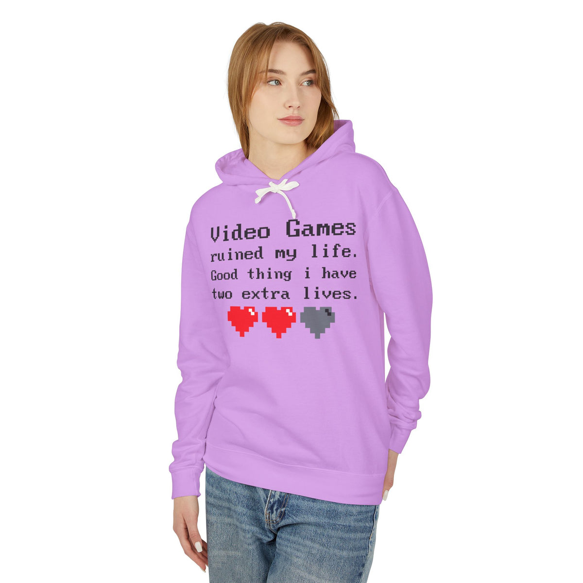 Video Games Ruined My Life Lightweight Women's Hooded Sweatshirt