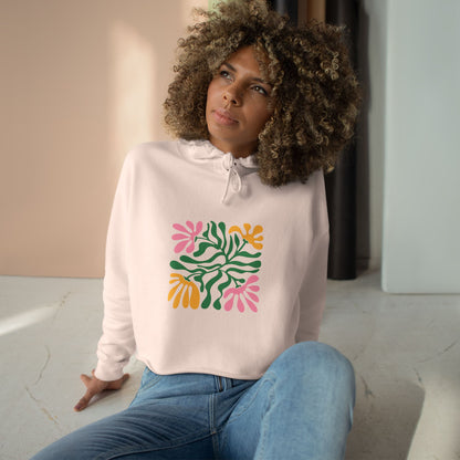 Floral Cutout Abstract Crop Hoodie