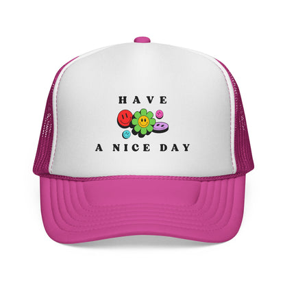 Have A Nice Day Smiley Flower Trucker Women's Cap