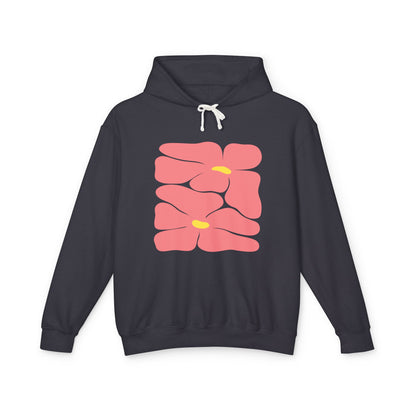 Pink Retro Flowers Graphic Lightweight Women's Hooded Sweatshirt