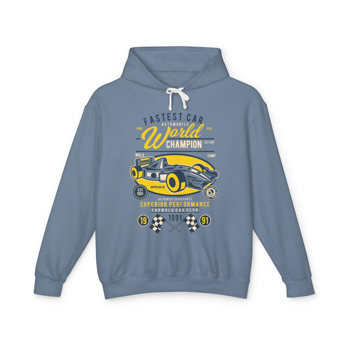 Fastest Car World Champion Vintage Auto Design Lightweight Hooded Sweatshirt