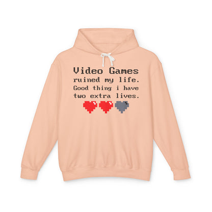 Video Games Ruined My Life Lightweight Women's Hooded Sweatshirt