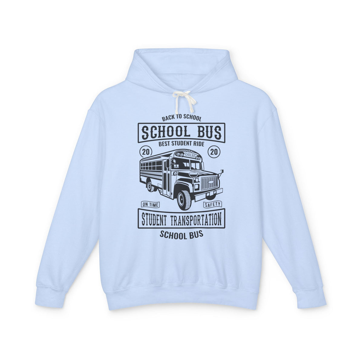 Back To School Bus Transportation Lightweight Hooded Sweatshirt
