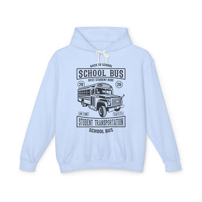 Back To School Bus Transportation Lightweight Hooded Sweatshirt