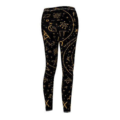 Black & Gold Astrology Symbols Women's Leggings