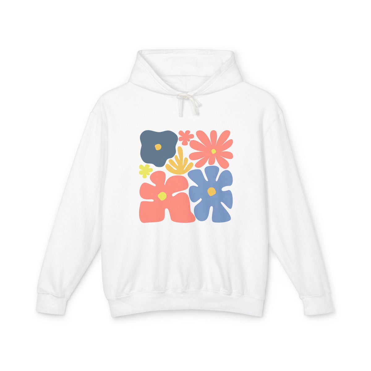 Colorful 70s Bloom Lightweight Women's Hooded Sweatshirt