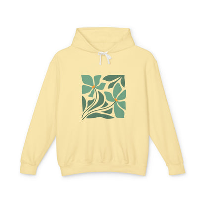 Green Botanical Square Design Lightweight Women's Hooded Sweatshirt