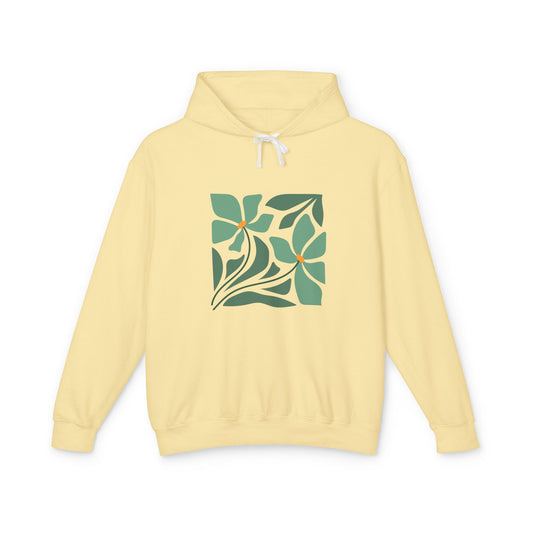 Green Botanical Square Design Lightweight Women's Hooded Sweatshirt