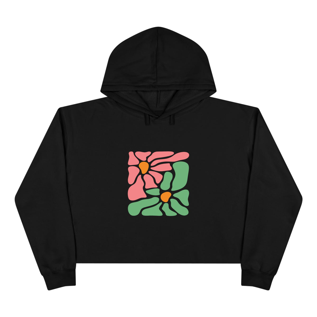Abstract Pink & Green Flower Crop Hoodie