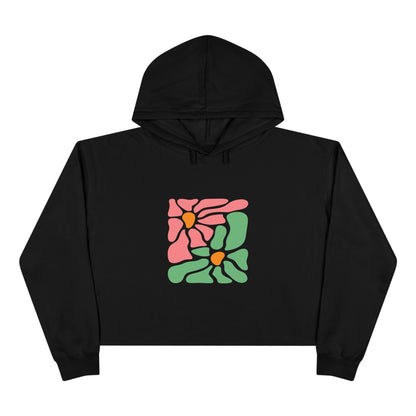 Abstract Pink & Green Flower Crop Hoodie