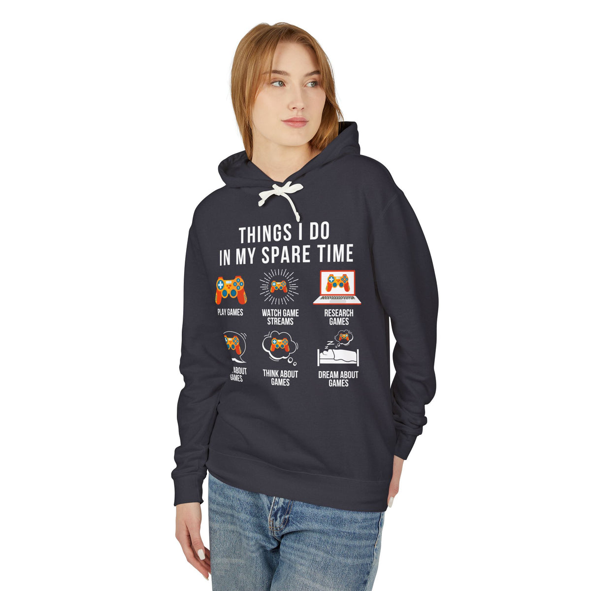 "Things I Do In My Spare Time" Lightweight Hooded Sweatshirt