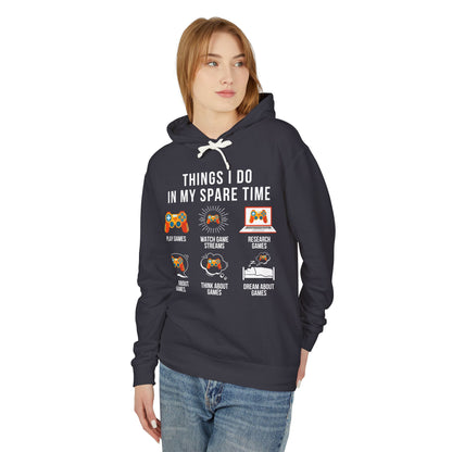 "Things I Do In My Spare Time" Lightweight Hooded Sweatshirt