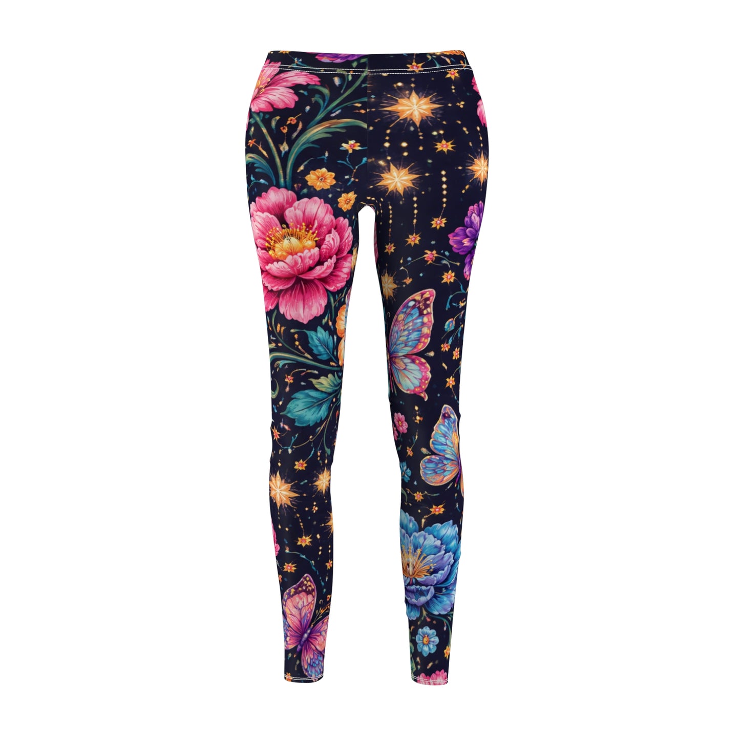 Floral Moon & Butterfly Women's Casual Leggings