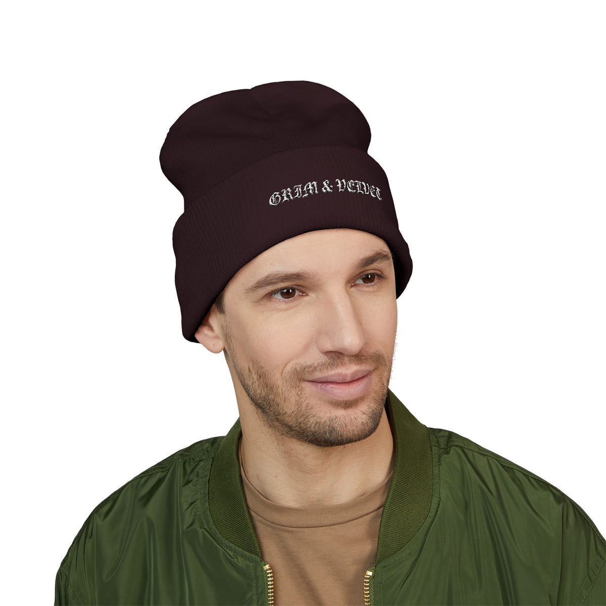 Grim & Velvet Heart Soul Embroidered Cuffed Beanie